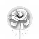 poppy with "popcorn" written in the stem tattoo design idea