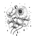 poppy with "popcorn" written in the stem tattoo design idea