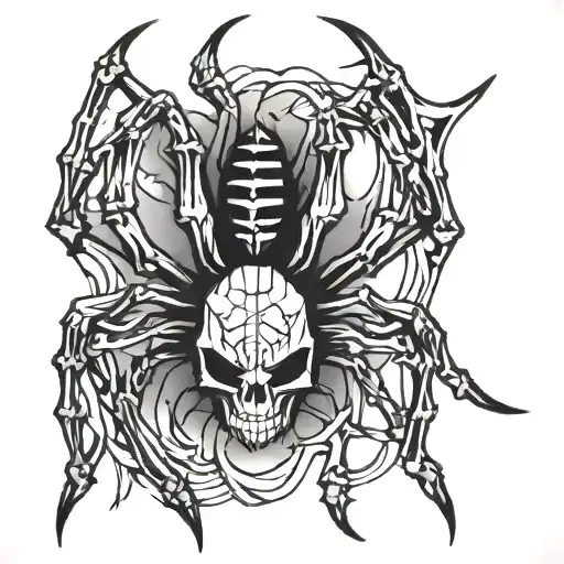 skeletal spider tattoo design idea