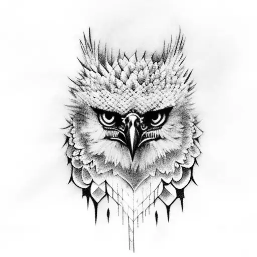 Blackwork Harpy Eagle At Night With Moonlight Tattoo Idea - BlackInk AI