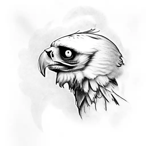 Combine the imagery of a harpy eagle and a skull in a dark and gothic design tattoo design idea