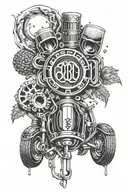 Audi logo transformed into a beer-themed tattoo design tattoo design idea