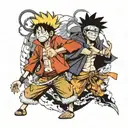 luffy vs naruto anime tattoo design idea