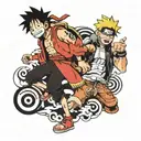 luffy vs naruto anime tattoo design idea