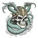Skull samurai snake tattoo tattoo design idea