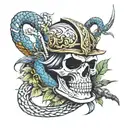 Skull samurai snake tattoo tattoo design idea