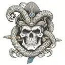 Skull samurai snake tattoo tattoo design idea