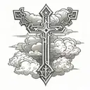 three cross left to right with clouds tattoo design idea