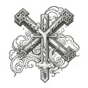 three cross left to right with clouds tattoo design idea