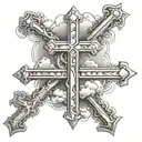 three cross left to right with clouds tattoo design idea