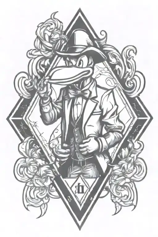 hood cartoon chatacter daffy duck  diamond teeth   tattoo design idea