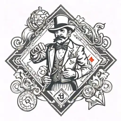 hood monopoly man diamond surrounded tattoo design idea