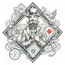 hood monopoly man diamond surrounded tattoo design idea