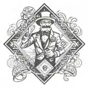 hood monopoly man diamond surrounded tattoo design idea