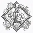 hood monopoly man diamond surrounded tattoo design idea