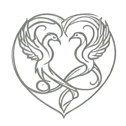 Scorpio And Phoenix Rising intertwined hearts tattoo design idea