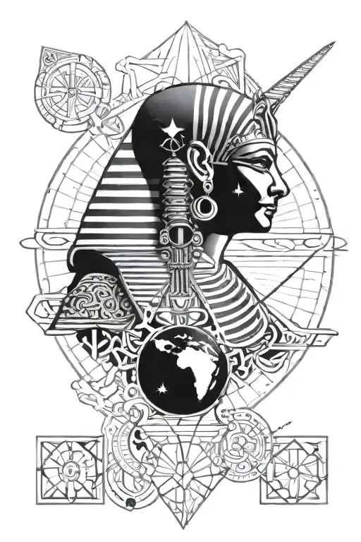 egypt, time, space, knowledge tattoo design idea