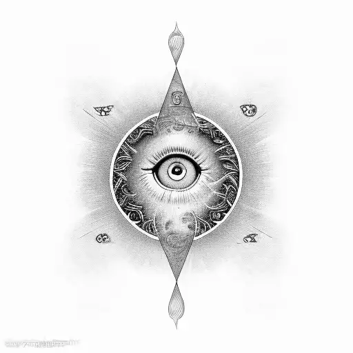 God's eye, space, Om sigh tattoo design idea