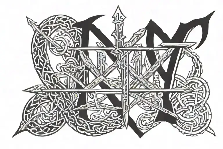 write the phrase “I am” with Viking runes tattoo design idea
