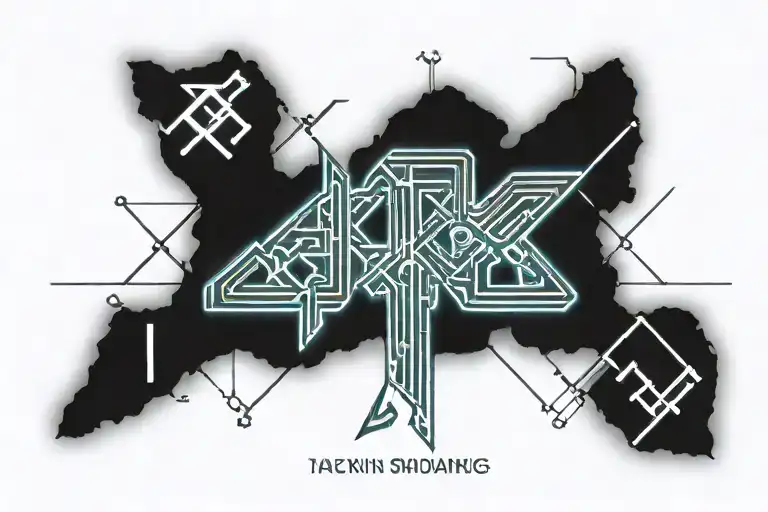 write the phrase “I am” with Viking runes tattoo design idea