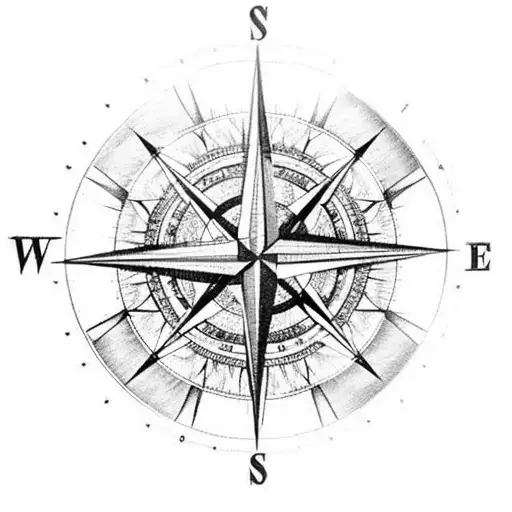 A compass rose surrounded by three intricate maps, representing the endless adventures you will embark on with your kids tattoo design idea