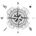 A compass rose surrounded by three intricate maps, representing the endless adventures you will embark on with your kids tattoo design idea