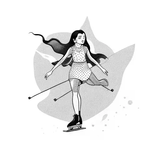 girl on top of a skate with dog behind tattoo design idea