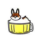 corgi and beer tattoo design idea