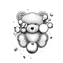 teddy bear playing with balls and biscuits  tattoo design idea