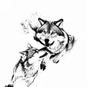 two wolves fighting tattoo design idea