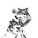 two wolves fighting tattoo design idea
