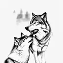 two wolves fighting tattoo design idea