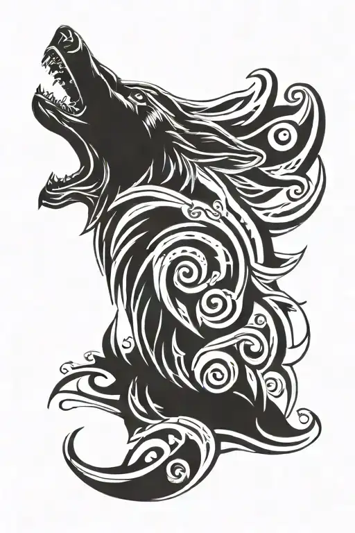 howling wolf mauri inspired tattoo design idea