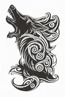 howling wolf mauri inspired tattoo design idea