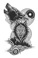 howling wolf mauri inspired tattoo design idea