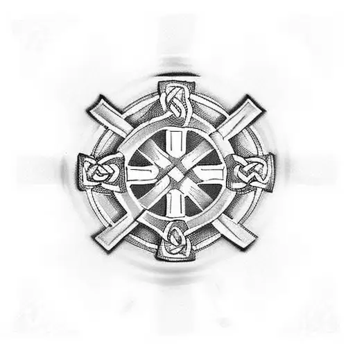 celtic cross with 'be still' scripted along base of cross tattoo design idea