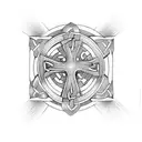 celtic cross with 'be still' scripted along base of cross tattoo design idea