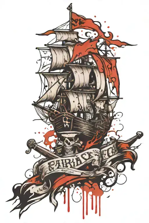 Pirate Flag tattered gothic-inspired tattoo featuring pirate scum  tattoo design idea
