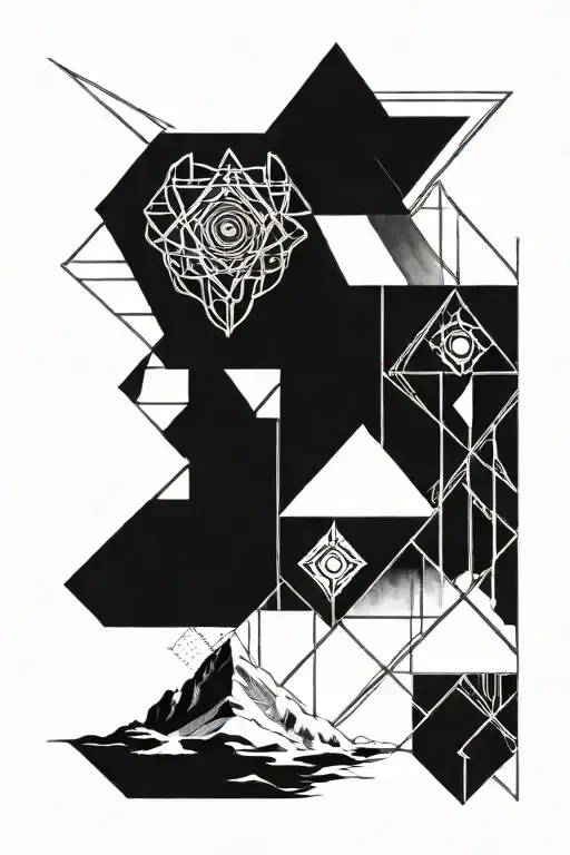 sacred geometry sleeve with black bars  tattoo design idea