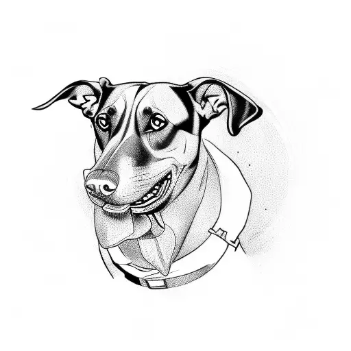 Dobermann with mouth open and seeming a bit aggresive  tattoo design idea
