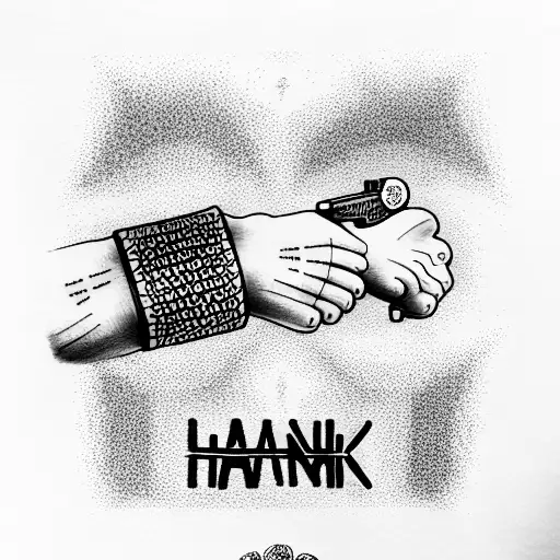 handshake gun tattoo design idea