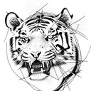 tiger with barbed wire tattoo design idea