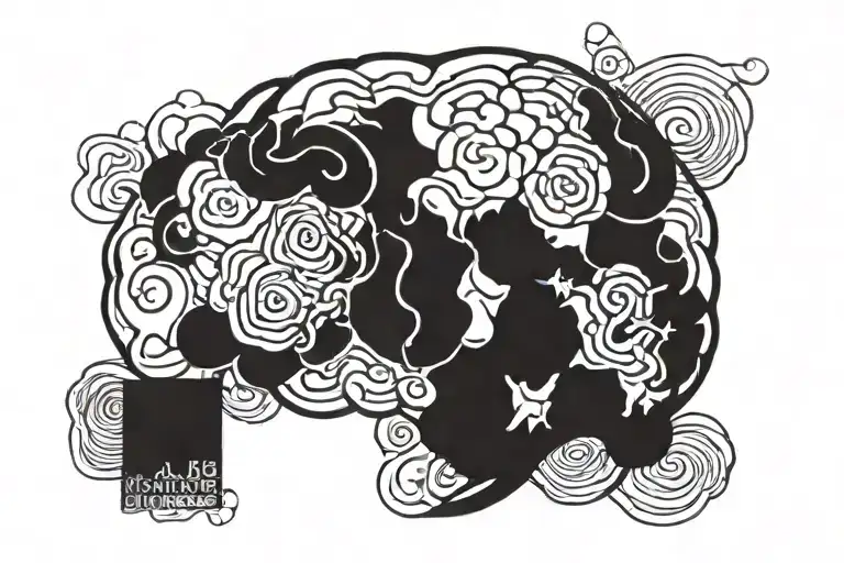 minimalistic adhd brain tattoo design idea
