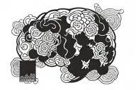 minimalistic adhd brain tattoo design idea