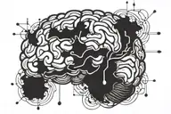 minimalistic adhd brain tattoo design idea