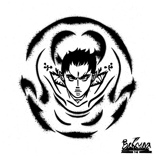 Baki Hanma and berserk guts logo tattoo design idea