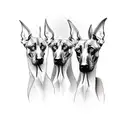 3 headed doberman  tattoo design idea