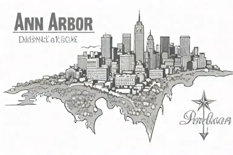 Ann Arbor Michigan downtown skyline tattoo design idea