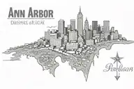 Ann Arbor Michigan downtown skyline tattoo design idea