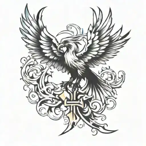 Phoenix cross tattoo tattoo design idea